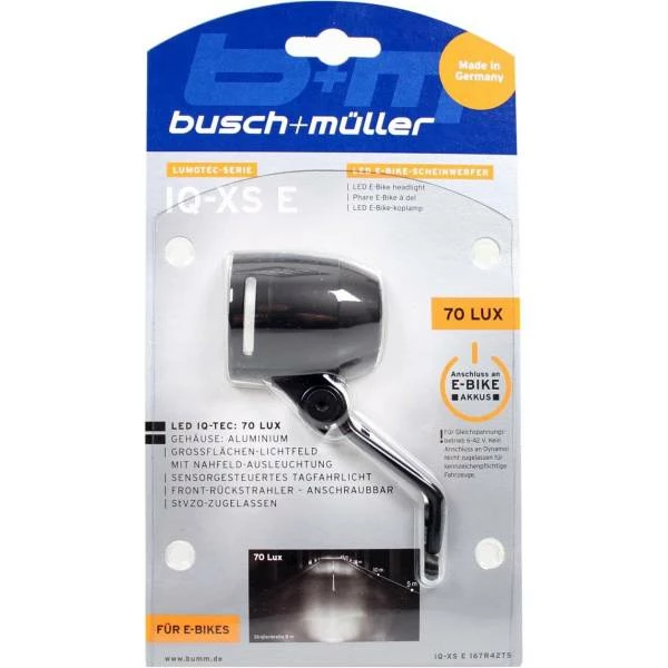 B&M Busch & Müller Lumotec IQ-XS E Koplamp E-Bike LED - Zwart
