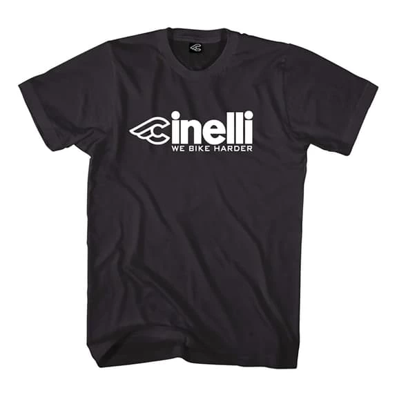 T-shirt Cinelli We Bike Harder Manche Courte Noir