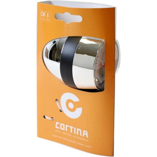 Cortina E-Bike Onderdelen Cortina Amsterdam Koplamp E-Bike 6-48V - Chroom/Zwart