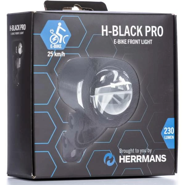 Herrmans H-Black Pro Koplamp LED E-Bike 6-12V - Zwart