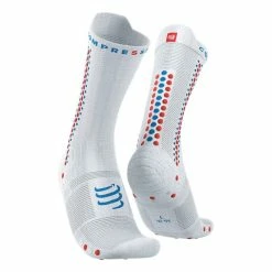 Chaussettes Compressport Pro Racing V4.0 Bike Blanc Bleu Orange