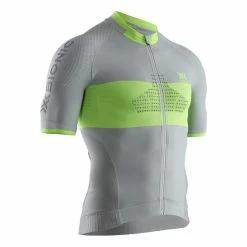 Maillot X-Bionic Regulator Bike Race Zip Manche Courte Gris Clair Vert Lime